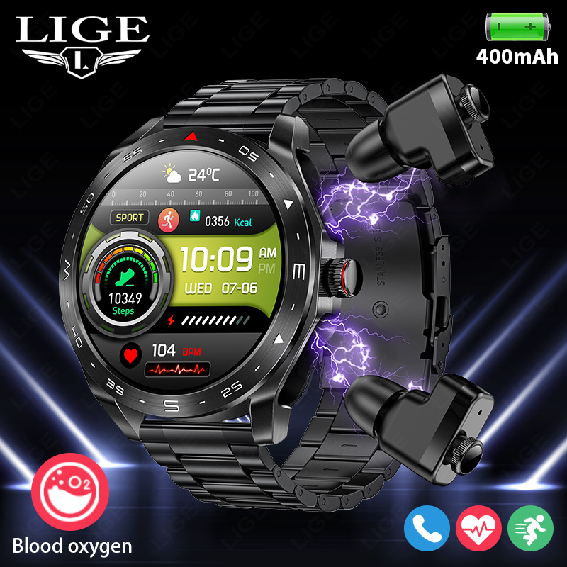 Smartwatch Headset - LIGE Smartwatch mit Ohrhörern, Bluetooth-Headset, Lautsprecher,