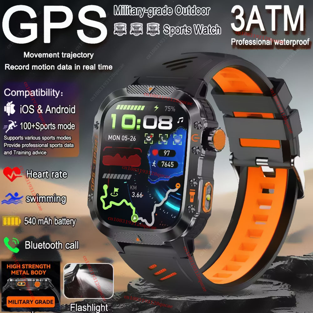 Smartwatch X12 - 2026 Militär-Outdoor-Smartwatch für Herren mit GPS,