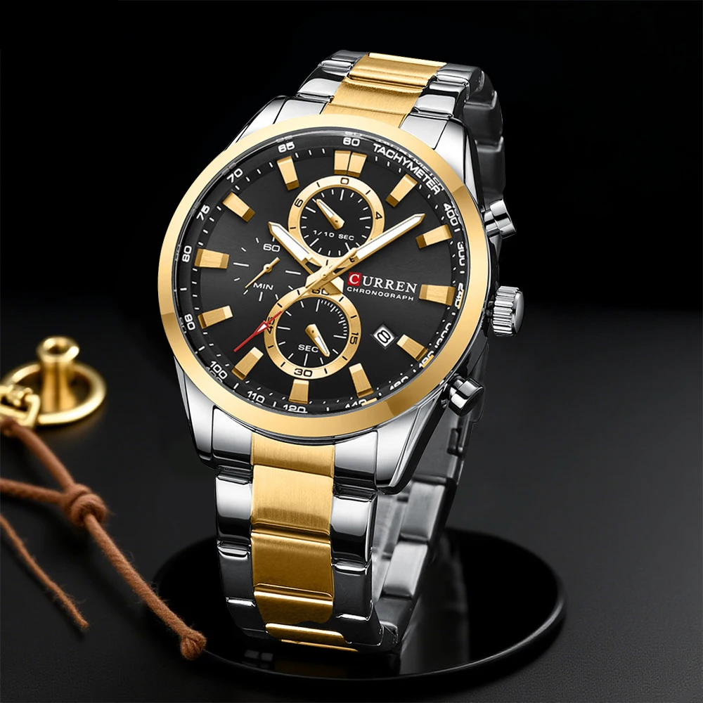 Accessories With Watch - CURREN Casual Quarz Chrono Sportuhren Marken