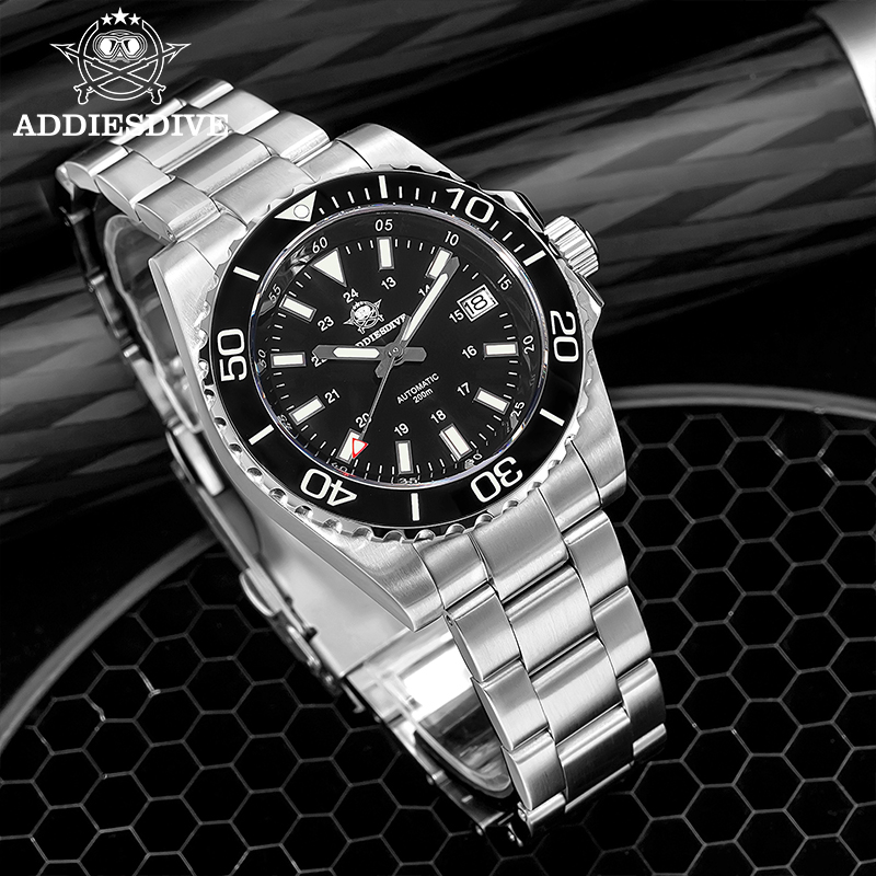 Accessories With Watch - ADDIESDIVE Herrenuhr 8215 Mechanische Saphir-Leucht-Taucheruhr 200